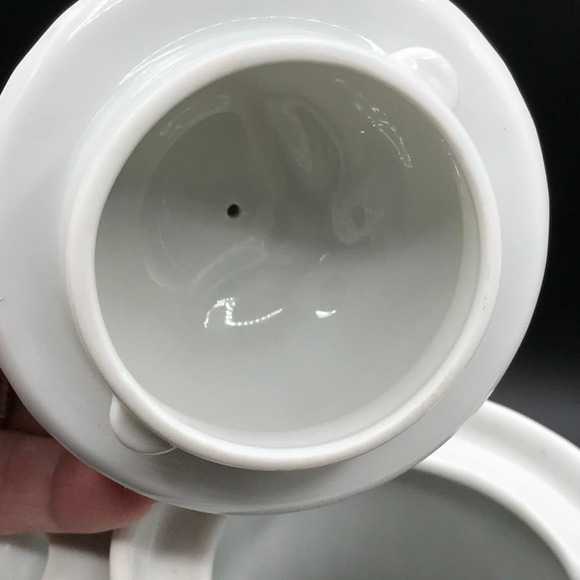 Vintage AK Kaiser Scalloped Teapot Set Egg Cups White Porcelain W Germany - Picture 6 of 16